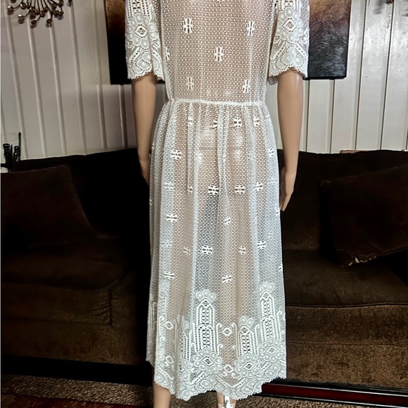 Vintage (1960’s) USA ~ Size 6 ~ Net Floral Lace Edwardian Embroidery Sexy Dress - Picture 13 of 16